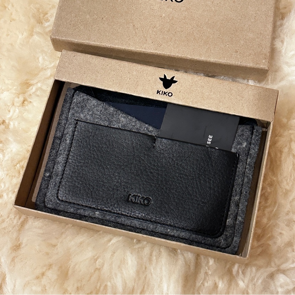 Kiko Black and Gray Leather Passport Holder